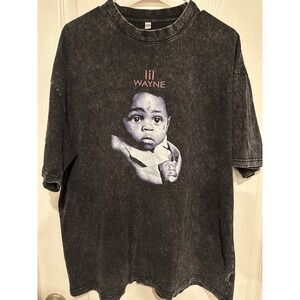 Lil Wayne Tha Carter III Graphic Tee Acid Wash Black Mens Large Rap T-Shirt